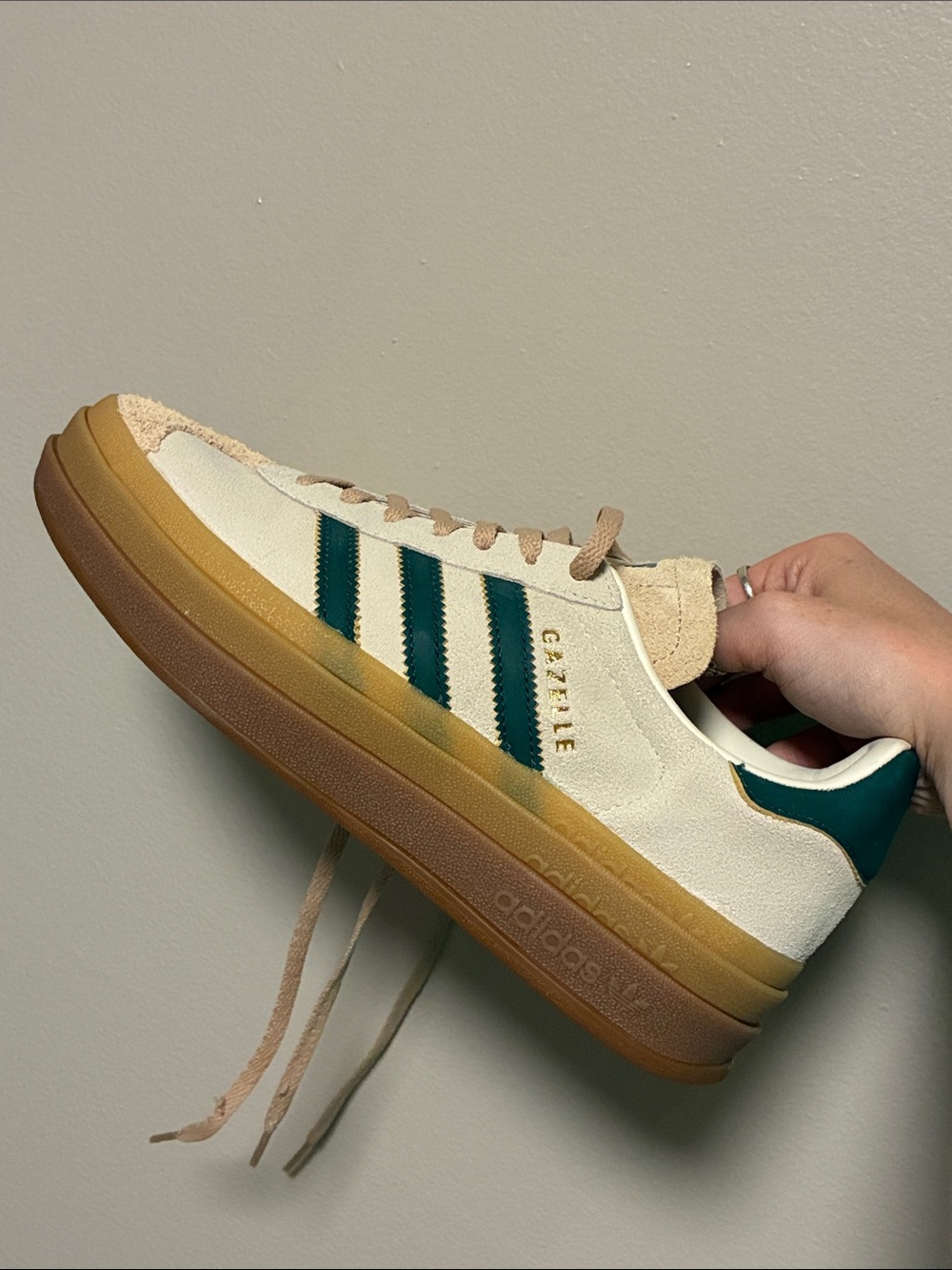 adidas Gazelle Indoor Sneakers in White, Green, Tan - Picture 5 of 6